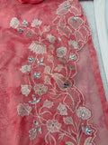 Organza with Digital print with thread with real mirror and Cutwork with Balloon sleeve Salwar Kameez
