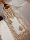 New Faux Georgette With Heavy Embroidery Sequence Work Top-Bottom And Dupatta Set