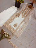 New Faux Georgette With Heavy Embroidery Sequence Work Top-Bottom And Dupatta Set
