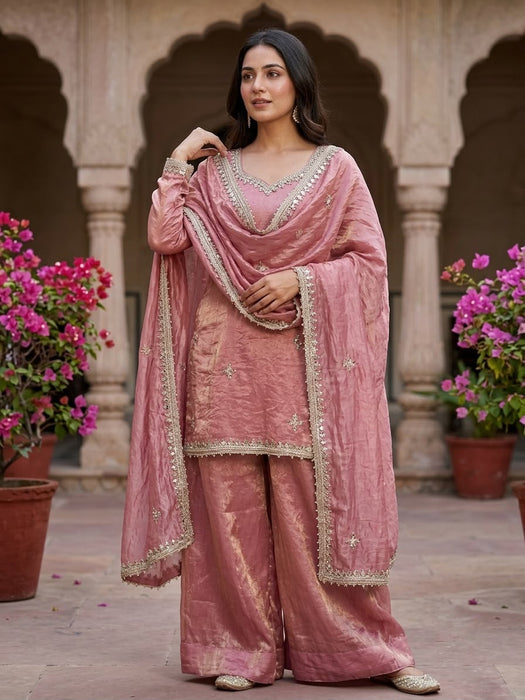 Fendy Silk with Embroidery Sequence And Real Mirror Work Salwar Kameez