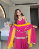 Heavy Faux Georgette with Digital Print With Real Mirror & Fancy Lace work Salwar Kameez