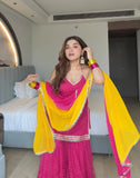 Heavy Faux Georgette with Digital Print With Real Mirror & Fancy Lace work Salwar Kameez