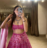 Premium Butterfly Soft Net Embellished With Heavy Thread Embroidery Lehenga Choli