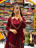 Roman Glass With Real Mirror work Beautiful Salwar Kameez
