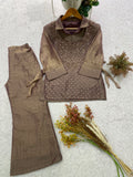 DESIGNER SHIRT PANT WITH HAND EMBROIDERED SHRUG