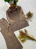 DESIGNER SHIRT PANT WITH HAND EMBROIDERED SHRUG