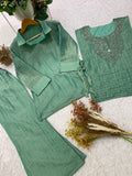 DESIGNER SHIRT PANT WITH HAND EMBROIDERED SHRUG