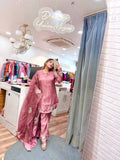 New Designer Party Wear Look Pure Natural Crepe Top & Palazzo With Dupatta set