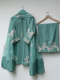 New Designer Party Wear Look Pure Natural Crepe Top & Palazzo With Dupatta set