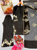 New Designer Party Wear Look Pure Natural Crepe Top & Palazzo With Dupatta set