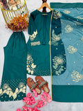 New Designer Party Wear Look Pure Natural Crepe Top & Palazzo With Dupatta set