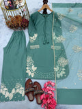 New Designer Party Wear Look Pure Natural Crepe Top & Palazzo With Dupatta set