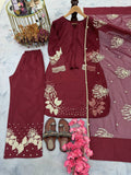 New Designer Party Wear Look Pure Natural Crepe Top & Palazzo With Dupatta set