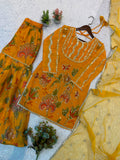 WEDDING SEASON WEAR BEAUTIFUL SEQUENCE EMBROIDERED WORKED TOP SARARA WITH DUPATTA