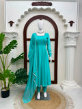 Faux Georgette with Real Mirror Handwork With padded With Fancy Latkan Salwar Kameez