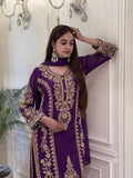 New Designer Faux Georgette With Heavy Embroidery Sequence Work Top-Bottom And Dupatta Set