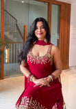 New Designer Party Wear Look Pure Heavy Faux Georgette Top Plazzo & Dupatta Set