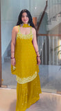 New Designer Party Wear Look Pure Heavy Faux Georgette Top Plazzo & Dupatta Set