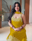 New Designer Party Wear Look Pure Heavy Faux Georgette Top Plazzo & Dupatta Set
