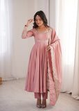 Elegant Embroidered Sequence Designer Anarkali Three Piece Set