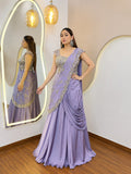New Trending Lehenga Style Saree indo-Western With Blouse set With Embroidery Work