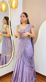 New Trending Lehenga Style Saree indo-Western With Blouse set With Embroidery Work