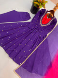 Beautiful Designer  Roman Silk Anarkali Suit With Embroidered Sequence With Real Mirror Work