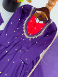 Beautiful Designer  Roman Silk Anarkali Suit With Embroidered Sequence With Real Mirror Work