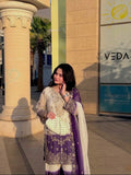 New Designer Party Wear Look Pure Heavy Dual Tone Peding Star Georgette Top Plazzo & Dupatta Set