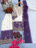 New Designer Party Wear Look Pure Heavy Dual Tone Peding Star Georgette Top Plazzo & Dupatta Set