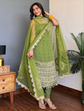 3 PIECES KURTI CHUDIDAR & DUPATTA WITH EMBROIDERY PEARL MOTI & REAL MIRROR HAND WORK