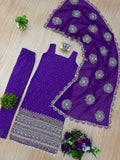 3 PIECES KURTI CHUDIDAR & DUPATTA WITH EMBROIDERY PEARL MOTI & REAL MIRROR HAND WORK