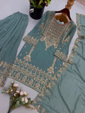 New Designer Party Wear Look Top-Plazzo and Dupatta With Heavy Embroidery Work