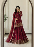 Heavy Two Tone Fandy Silk with Heavy Embroidery Sequins Work Top Lehenga Dupatta Set