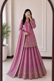 Heavy Two Tone Fandy Silk with Heavy Embroidery Sequins Work Top Lehenga Dupatta Set