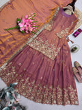 Heavy Two Tone Fandy Silk with Heavy Embroidery Sequins Work Top Lehenga Dupatta Set