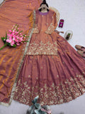 Heavy Two Tone Fandy Silk with Heavy Embroidery Sequins Work Top Lehenga Dupatta Set