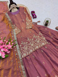 Heavy Two Tone Fandy Silk with Heavy Embroidery Sequins Work Top Lehenga Dupatta Set