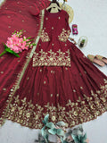Heavy Two Tone Fandy Silk with Heavy Embroidery Sequins Work Top Lehenga Dupatta Set