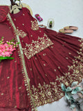 Heavy Two Tone Fandy Silk with Heavy Embroidery Sequins Work Top Lehenga Dupatta Set
