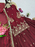 Heavy Two Tone Fandy Silk with Heavy Embroidery Sequins Work Top Lehenga Dupatta Set