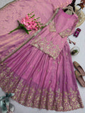Heavy Two Tone Fandy Silk with Heavy Embroidery Sequins Work Top Lehenga Dupatta Set