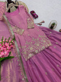 Heavy Two Tone Fandy Silk with Heavy Embroidery Sequins Work Top Lehenga Dupatta Set