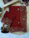 Soft Rangoli Silk with Beautiful Sequence & Zari embroidery work Saree