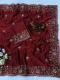 Soft Rangoli Silk with Beautiful Sequence & Zari embroidery work Saree