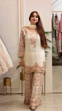 New Faux Georgette With Heavy Embroidery Sequence Work Top-Bottom And Dupatta Set
