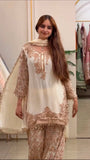 New Faux Georgette With Heavy Embroidery Sequence Work Top-Bottom And Dupatta Set