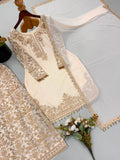 New Faux Georgette With Heavy Embroidery Sequence Work Top-Bottom And Dupatta Set