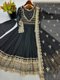 Exclusive Trending Designer Gown with Heavy sequence embroidery work Dupatta