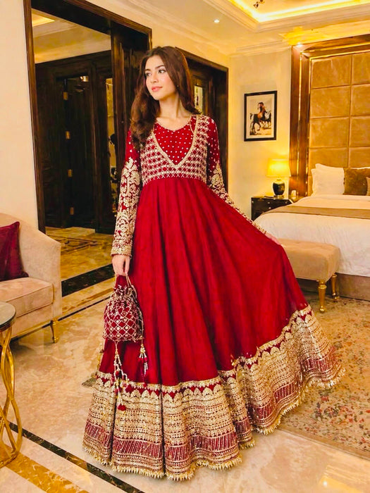 Exclusive Trending Designer Gown with Heavy sequence embroidery work Dupatta